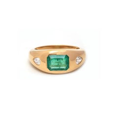 Natural 1.50 carat Emerald & 0.20 Diamond Ring 18k Gold