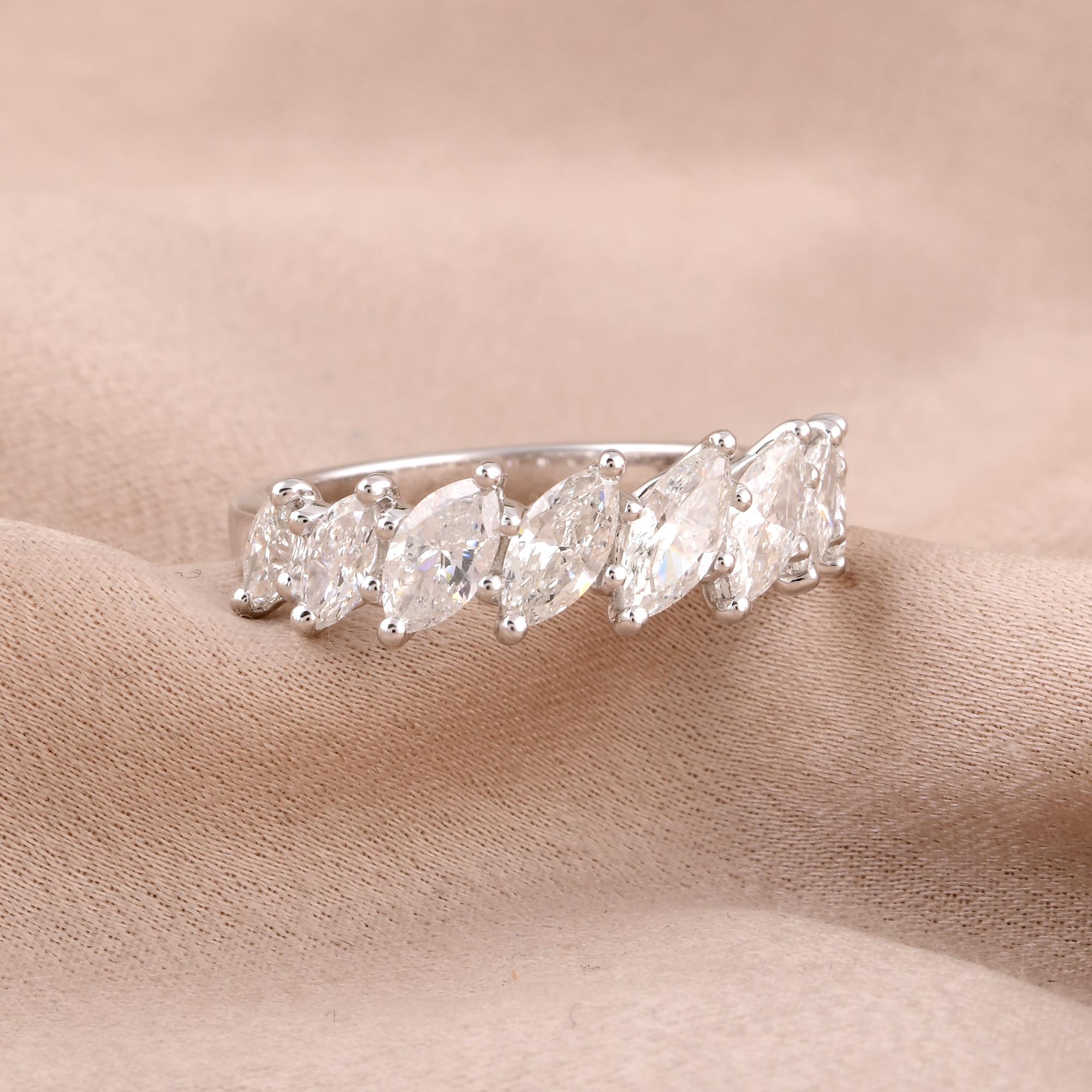 Taille Marquise Bague artisanale en or blanc 14 carats avec diamant marquise naturel de 1,50 carat en vente