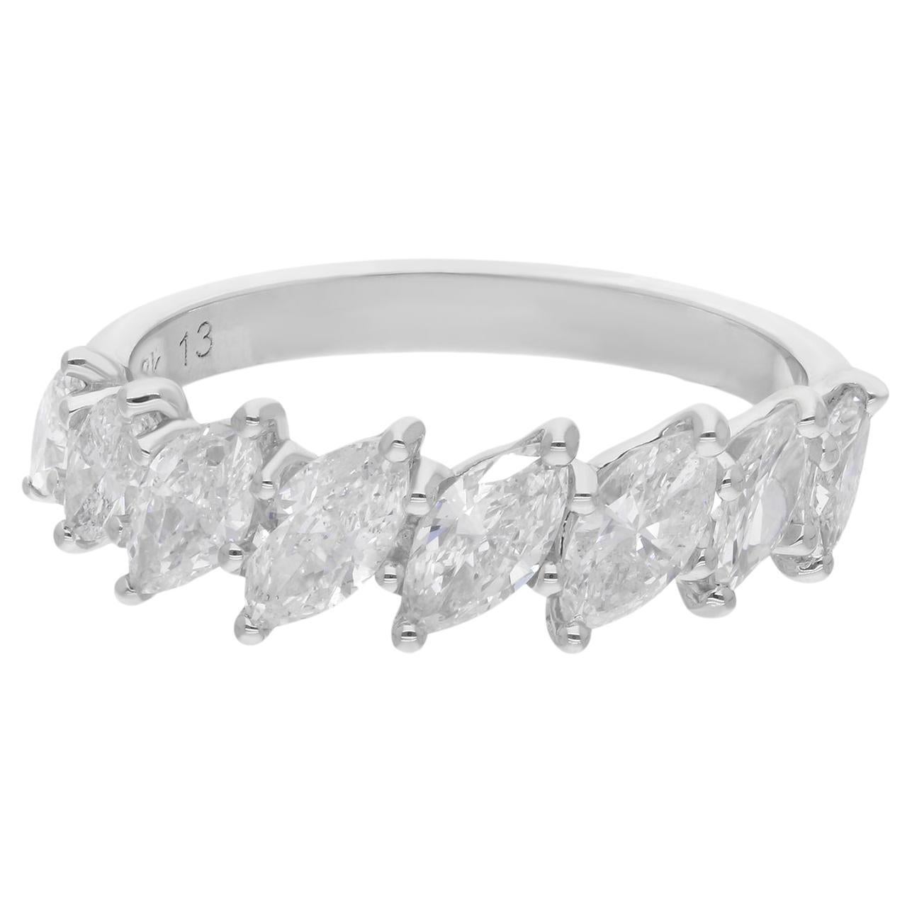 Natural 1.50 Carat Marquise Diamond Ring 18 Karat White Gold Handmade Jewelry For Sale
