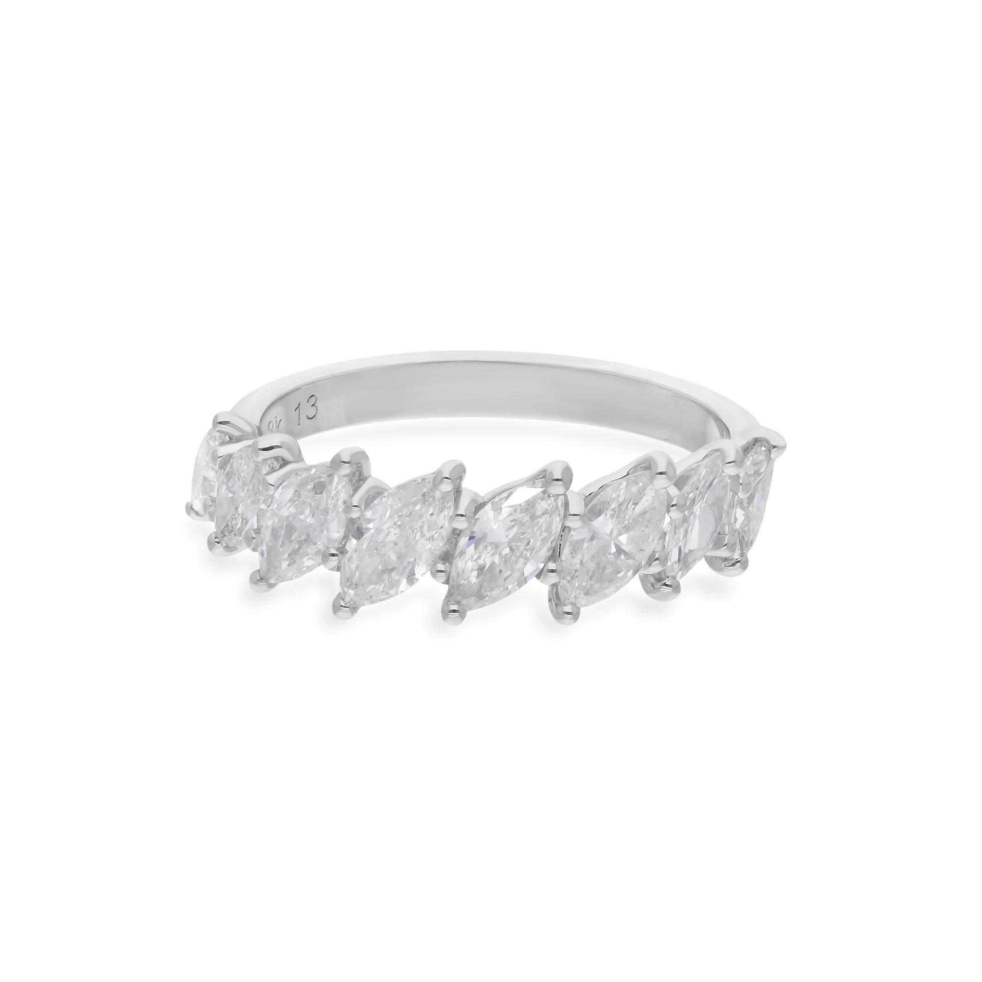 Natural 1.50 Carat Marquise Diamond Ring 18 Karat White Gold Handmade Jewelry For Sale