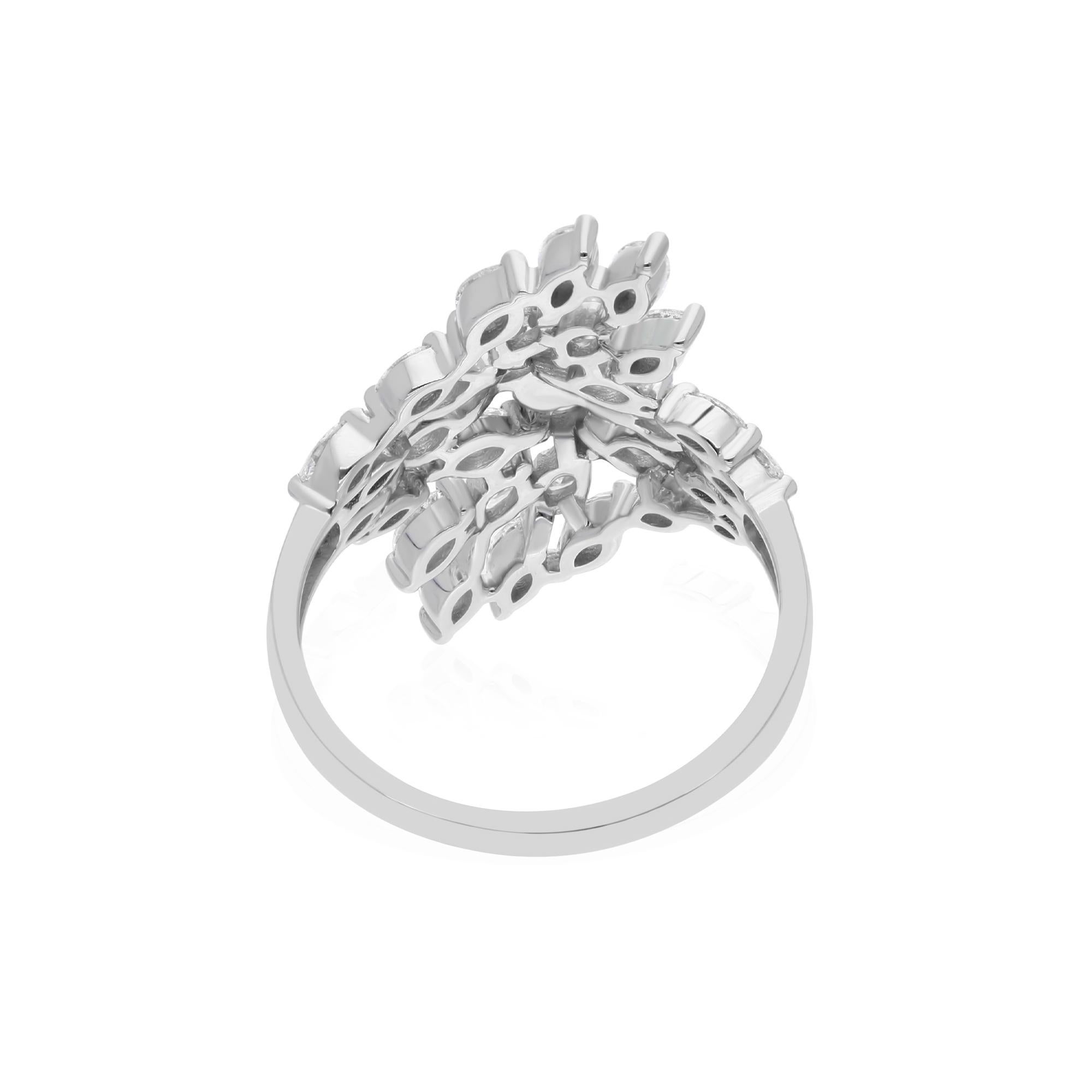 Modern Natural 1.50 Carat SI Clarity HI Color Diamond Ring 14 Karat White Gold Jewelry For Sale