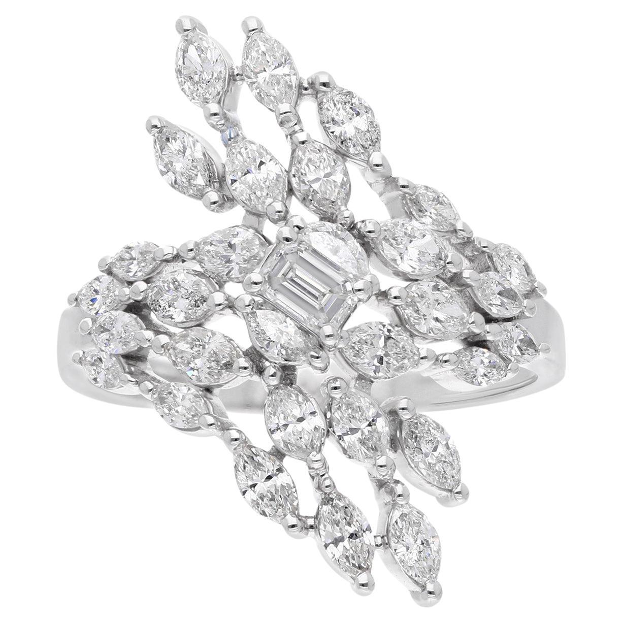 Natürlicher natürlicher 1,50 Karat SI Reinheit HI Farbe Diamantring 18 Karat Weißgold Schmuck