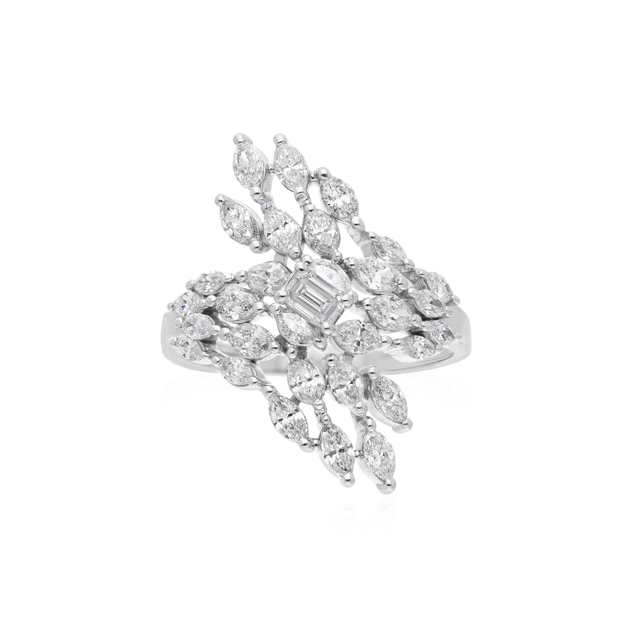 Natürlicher natürlicher 1,50 Karat SI Reinheit HI Farbe Diamantring 18 Karat Weißgold Schmuck