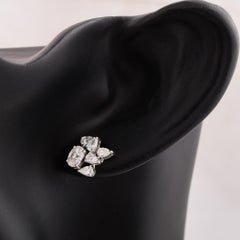 Natural 1.51 Carat Oval & Pear Shape Diamond Ring 18 Karat White Gold Jewelry