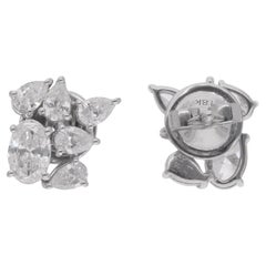 Natural 1.51 Carat Oval 
Pear Shape Diamond Ring 18 Karat White Gold Jewelry