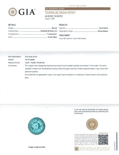 Natural 15.19 Carat Mozambique Paraiba Tourmaline Diamond Platinum Ring GIA