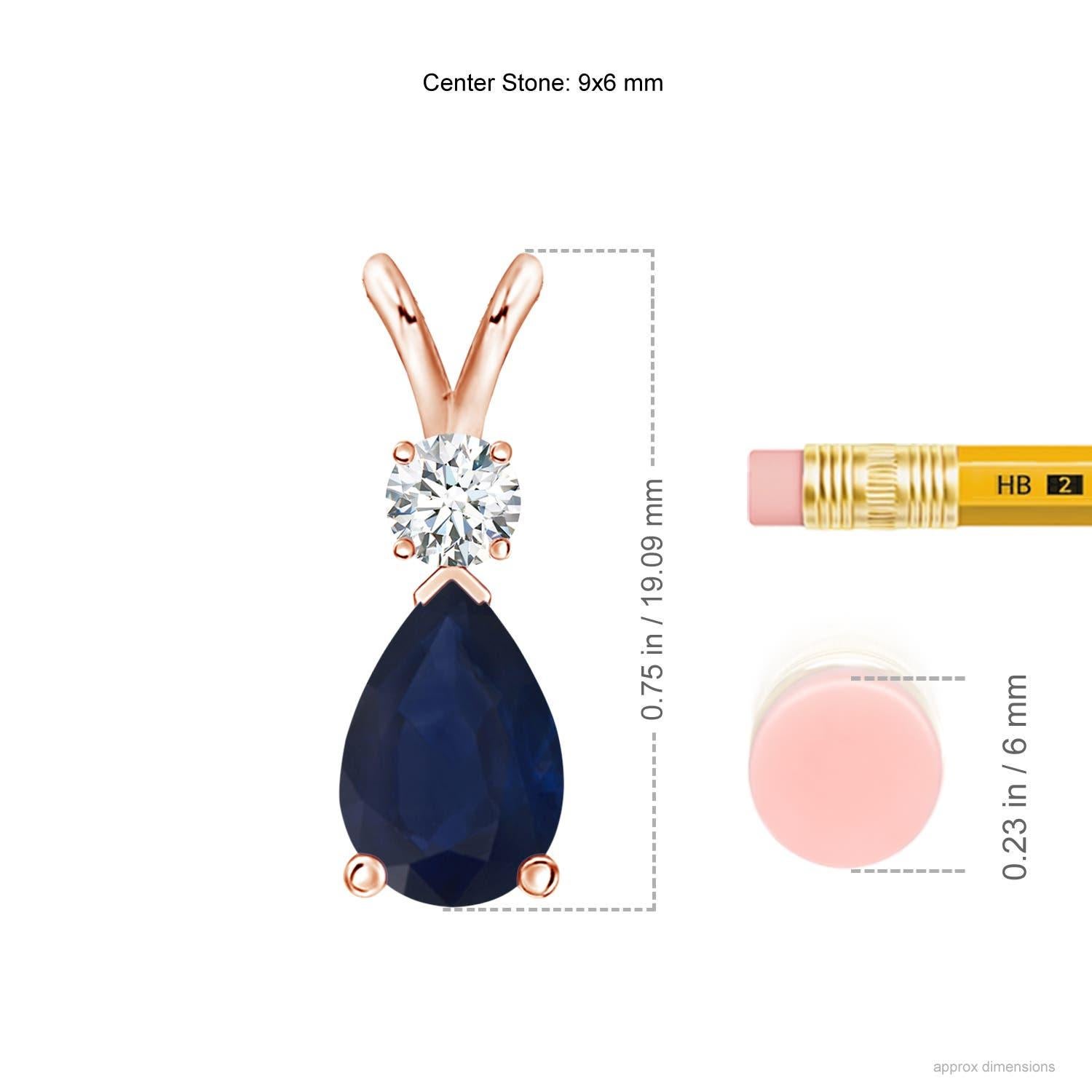 Modern Natural 1.52 ct Blue Sapphire Teardrop Pendant with Diamond in 18K Rose Gold For Sale