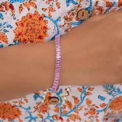 Natural 15.28 Carat Emerald Cut Pink Sapphire White Gold Tennis Bracelet