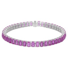 Zafiro rosa natural talla esmeralda 15,28 quilates Pulsera fina Oro blanco 18 quilates