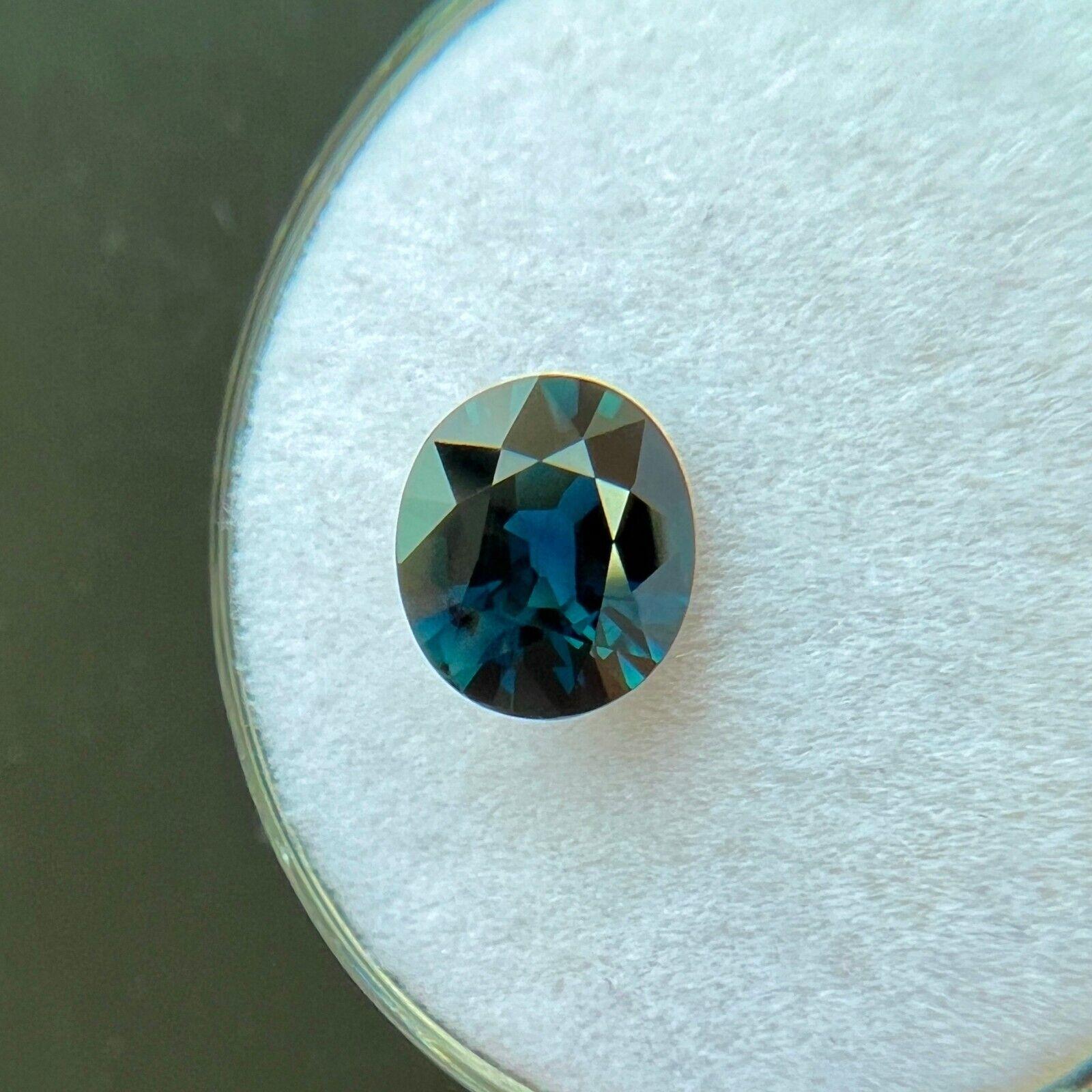 Natural 1.53ct Deep Blue Green Sapphire Oval Cut Loose Gemstone 7.5x6.5mm Vvs In New Condition For Sale In Birmingham, GB