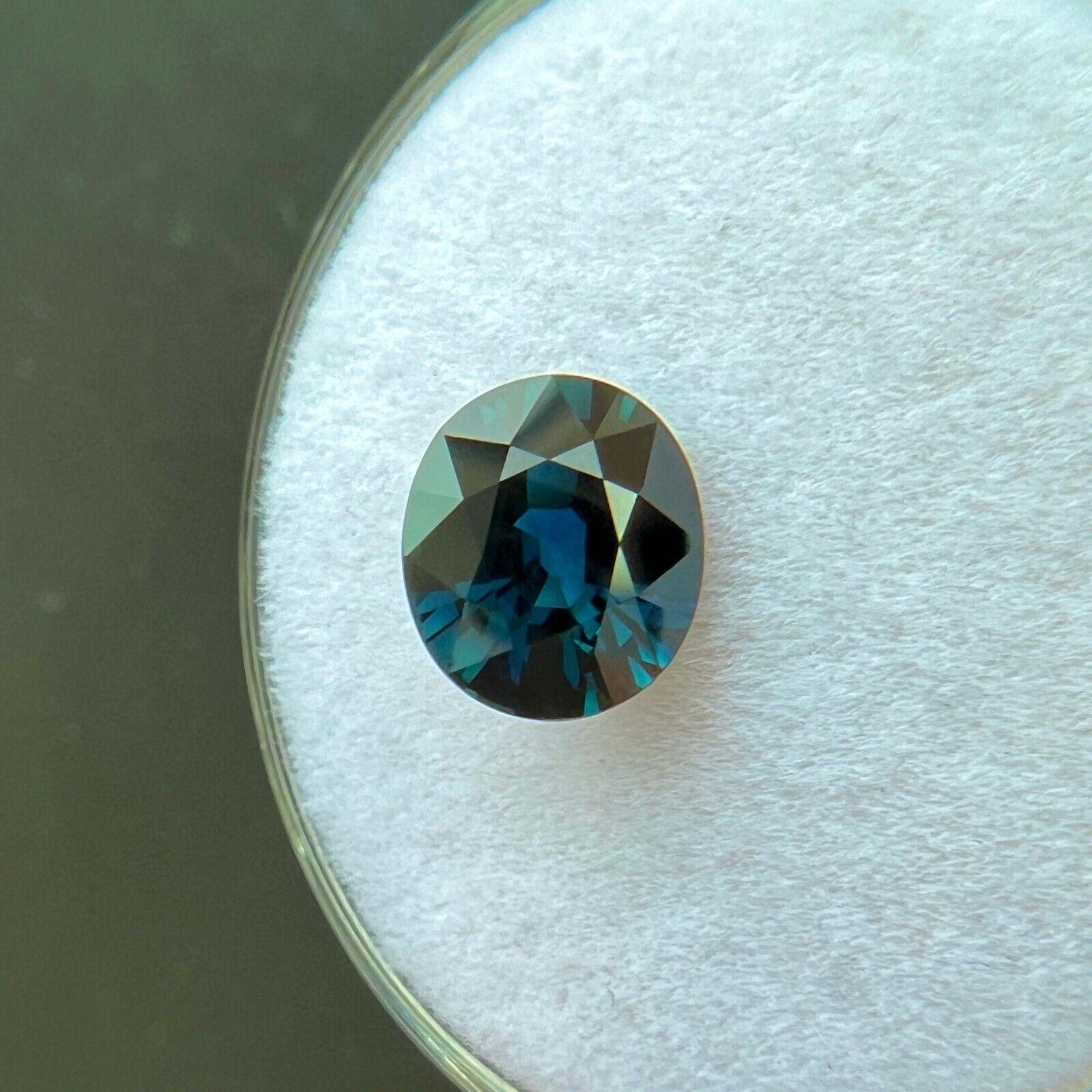 Women's or Men's Natural 1.53ct Deep Blue Green Sapphire Oval Cut Loose Gemstone 7.5x6.5mm Vvs For Sale