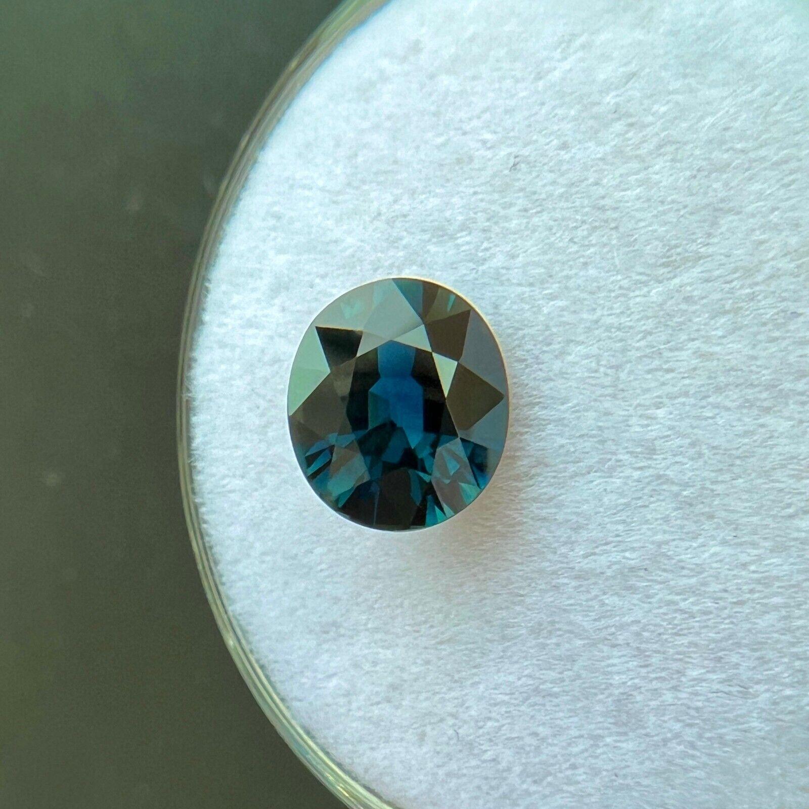 Natural 1.53ct Deep Blue Green Sapphire Oval Cut Loose Gemstone 7.5x6.5mm Vvs For Sale 1