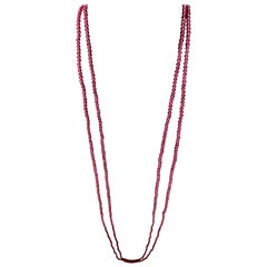 Natural  155 Carat Natural Pink Tourmaline Two Layer Strand Bead Necklace