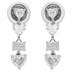 Pendientes de diamantes naturales talla esmeralda corazón SI/H de 1,55 quilates y oro blanco de 14 quilates