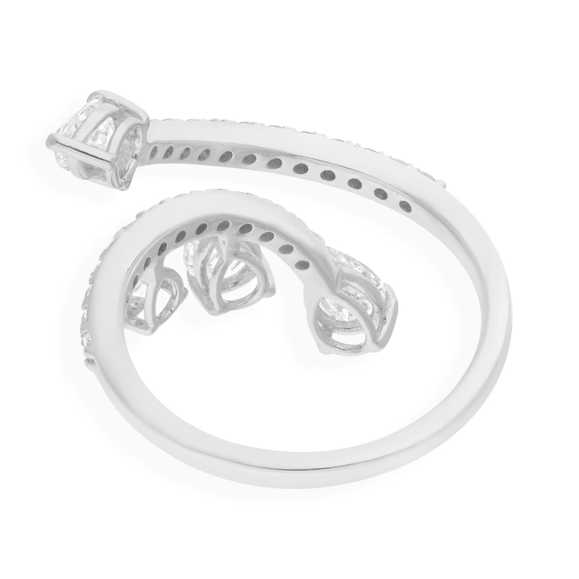 Bague enveloppante en or blanc 18 carats avec diamants ronds taille poire de 1,55 carat SI/H Neuf - En vente à Diera, Dubai