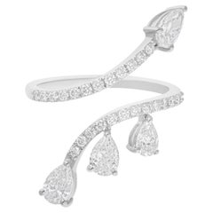 Anillo envolvente de diamantes redondos pera SI/H de 1,55 quilates naturales Joyas de oro blanco de 18 quilates