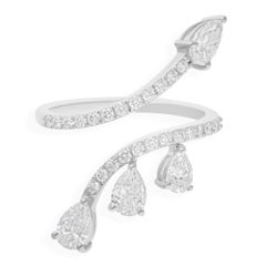 Natürlicher 1,55 Karat SI/H birnenförmiger runder Diamant-Wickelring aus 18 Karat Weißgold Schmuck
