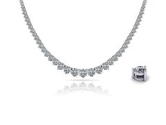 Natural 15.50 Carat Graduated Diamond Riviera Tennis Necklace in Platinum 18"