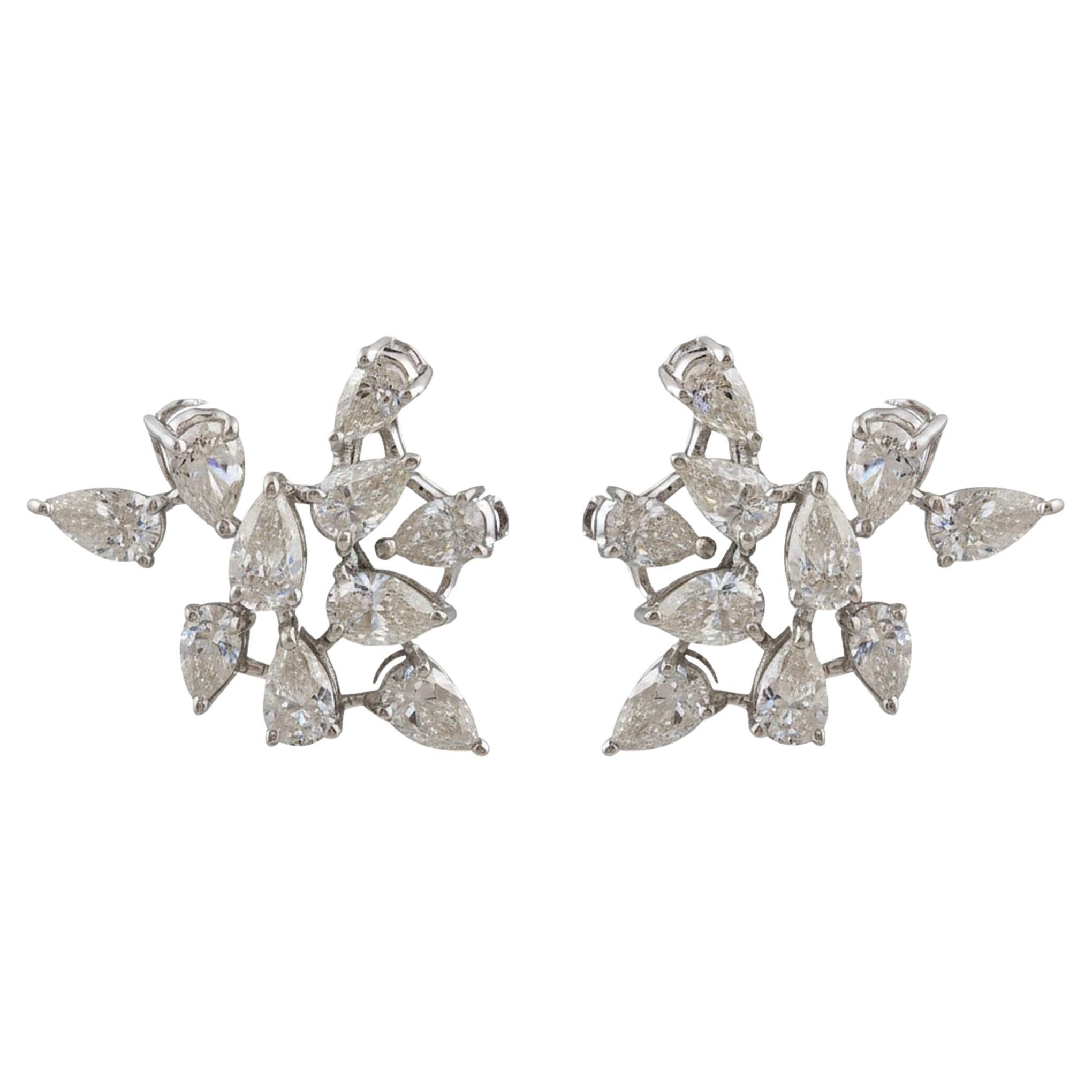 Natürliche 1,56 Karat SI Reinheit HI Farbe Birne Diamant Ohrringe 18 Karat Weißgold