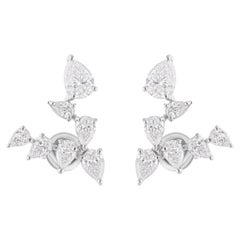 Boucles d
oreilles en or blanc 14 carats avec diamants poire naturels 1,56 carats SI/H
