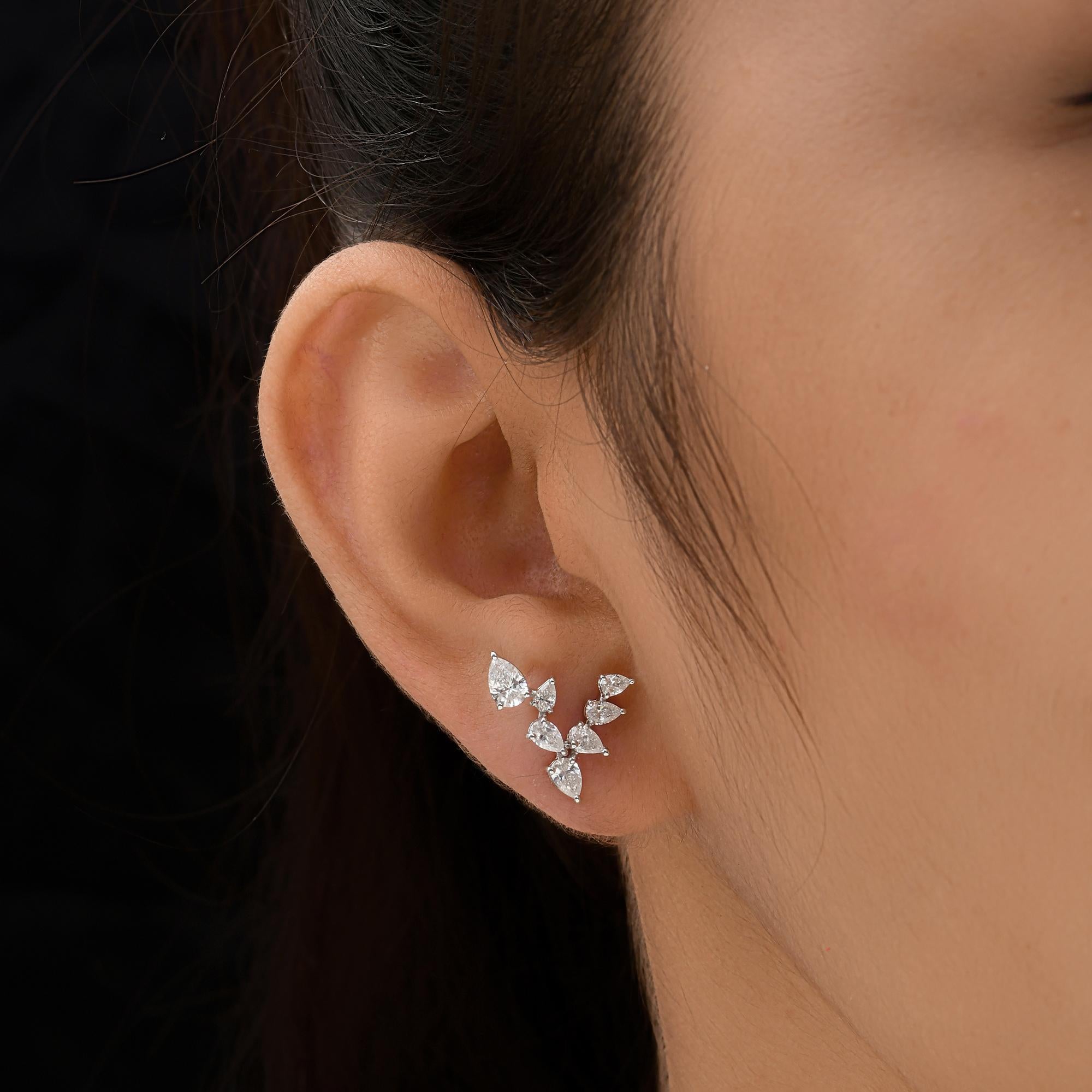 Taglio a goccia Orecchini di diamanti a pera naturali da 1,56 carati SI/H Gioielli in oro bianco 18 carati in vendita