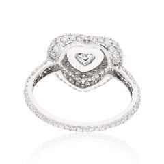 Anillo de cóctel con pavé de diamantes corazón natural de 1,57 quilates Joyería de oro blanco de 18 quilates