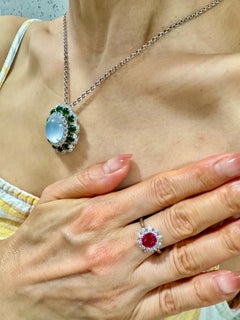 Crazy Color! Natural 7mm Neon Orangey Pink Spinel & Rose Cut Diamond Ring.