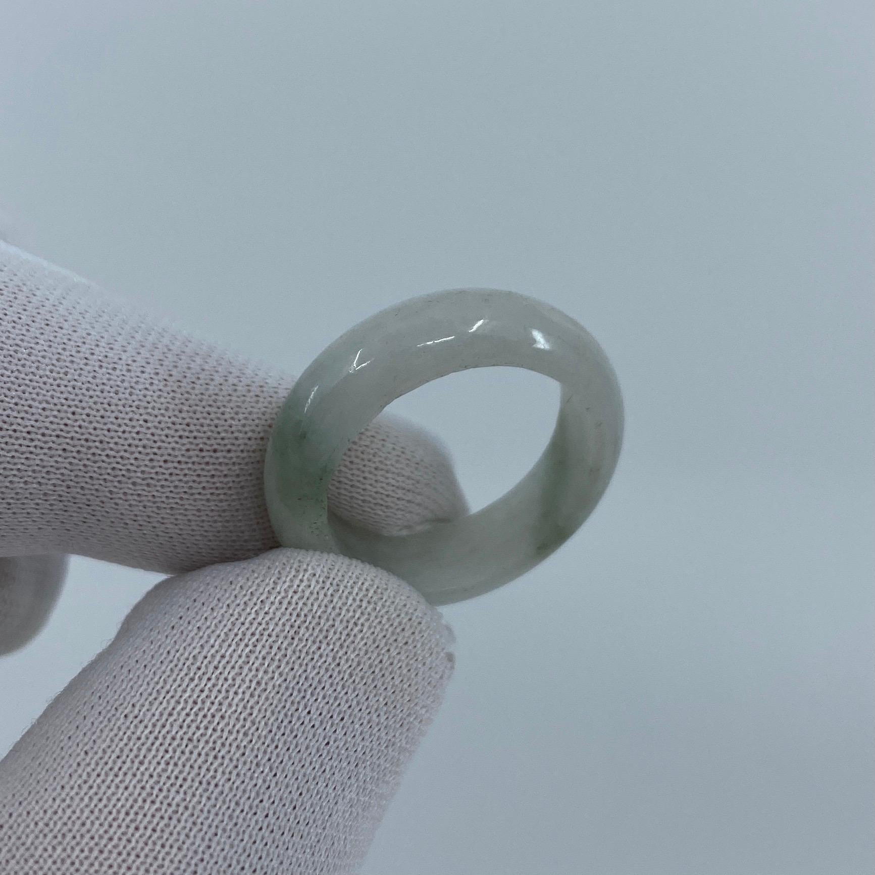 Natural 15.70 Carat Light Mottled Green Jadeite Jade Ring Size M 7