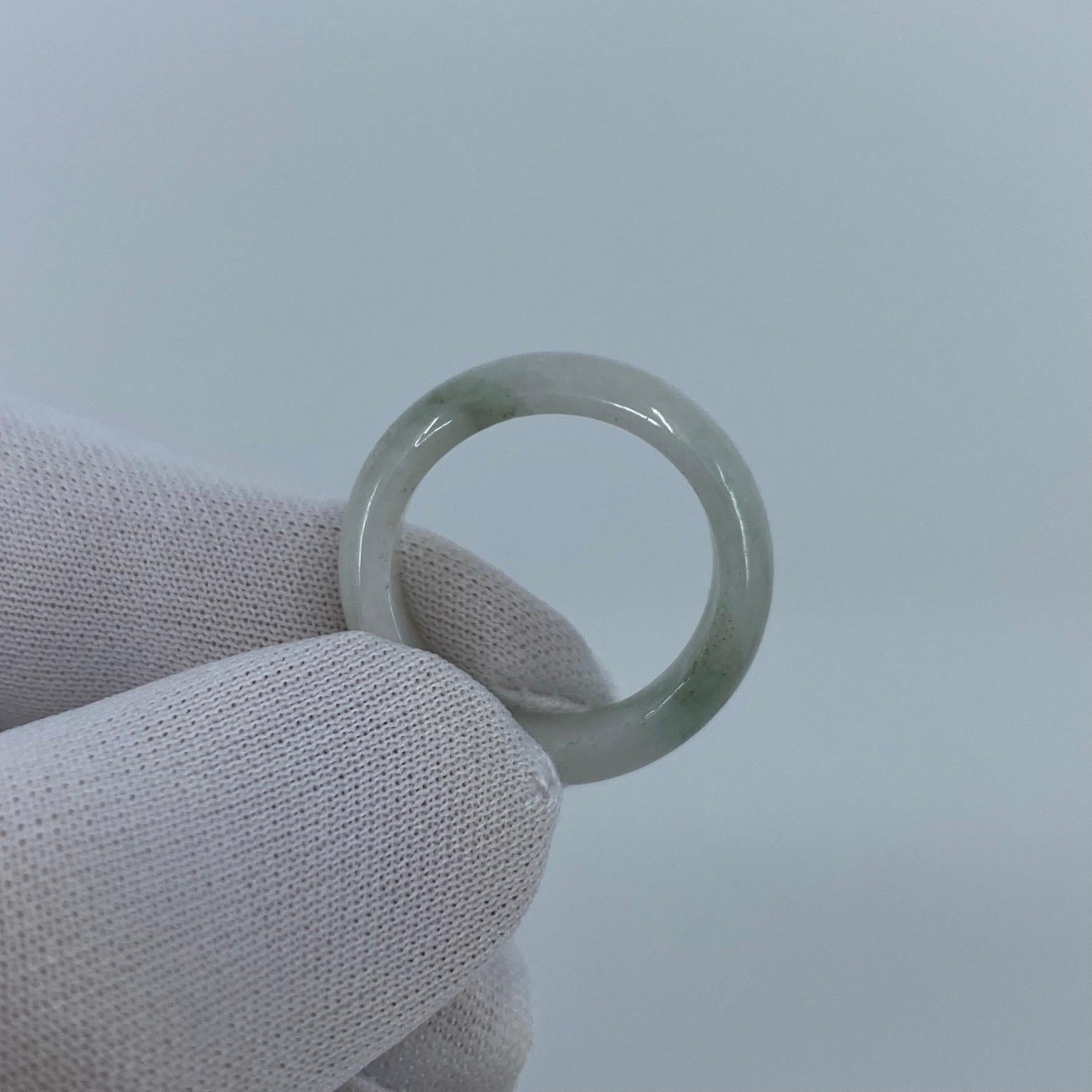 Natural 15.70 Carat Light Mottled Green Jadeite Jade Ring Size M In New Condition In Birmingham, GB