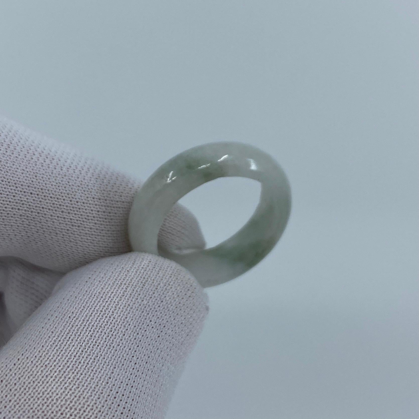 Natural 15.70 Carat Light Mottled Green Jadeite Jade Ring Size M 3