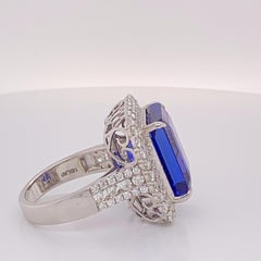 Natural 15.83 Carat Tanzanite and Diamonds Ring