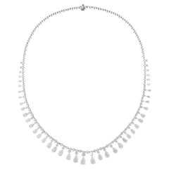 Natural 15.99 Carat Diamond Choker Necklace 14 Karat White Gold Handmade Jewelry