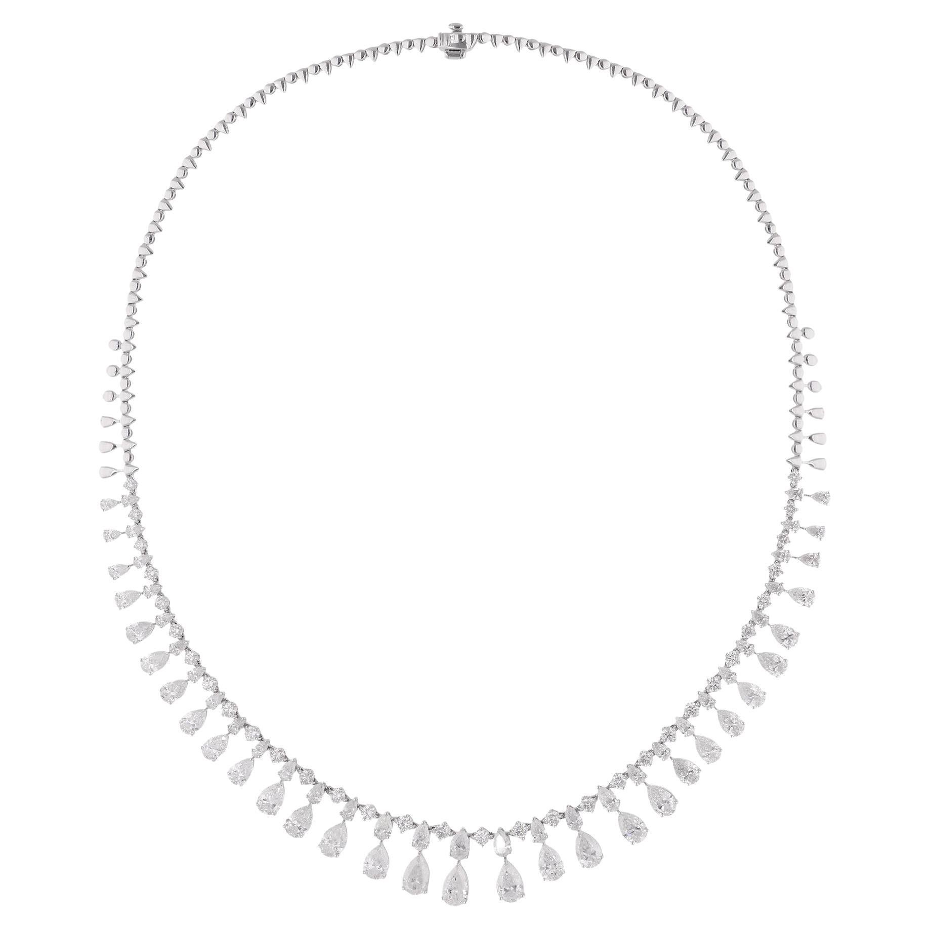 Natural 15.99 Carat Diamond Choker Necklace 18 Karat White Gold Handmade Jewelry