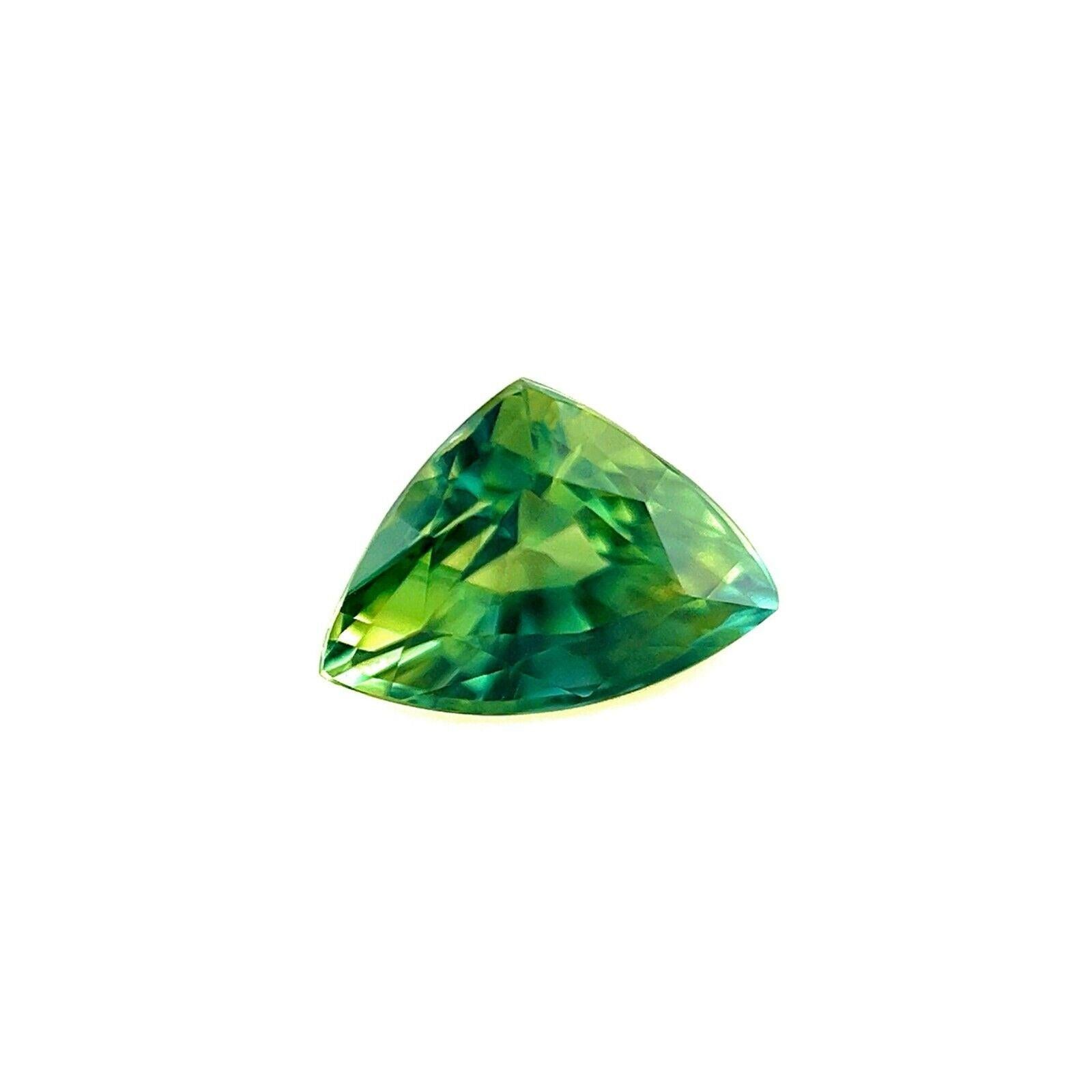 Natural 1.59Ct Sapphire Gra Certified Untreated Yellow Green Triangle Trillion

GRA Certified Natural Untreated Fancy Cut Yellow Green Sapphire Gemstone.
Fine quality sapphire with a beautiful vivid yellow green colour.
Fully certified by GRA