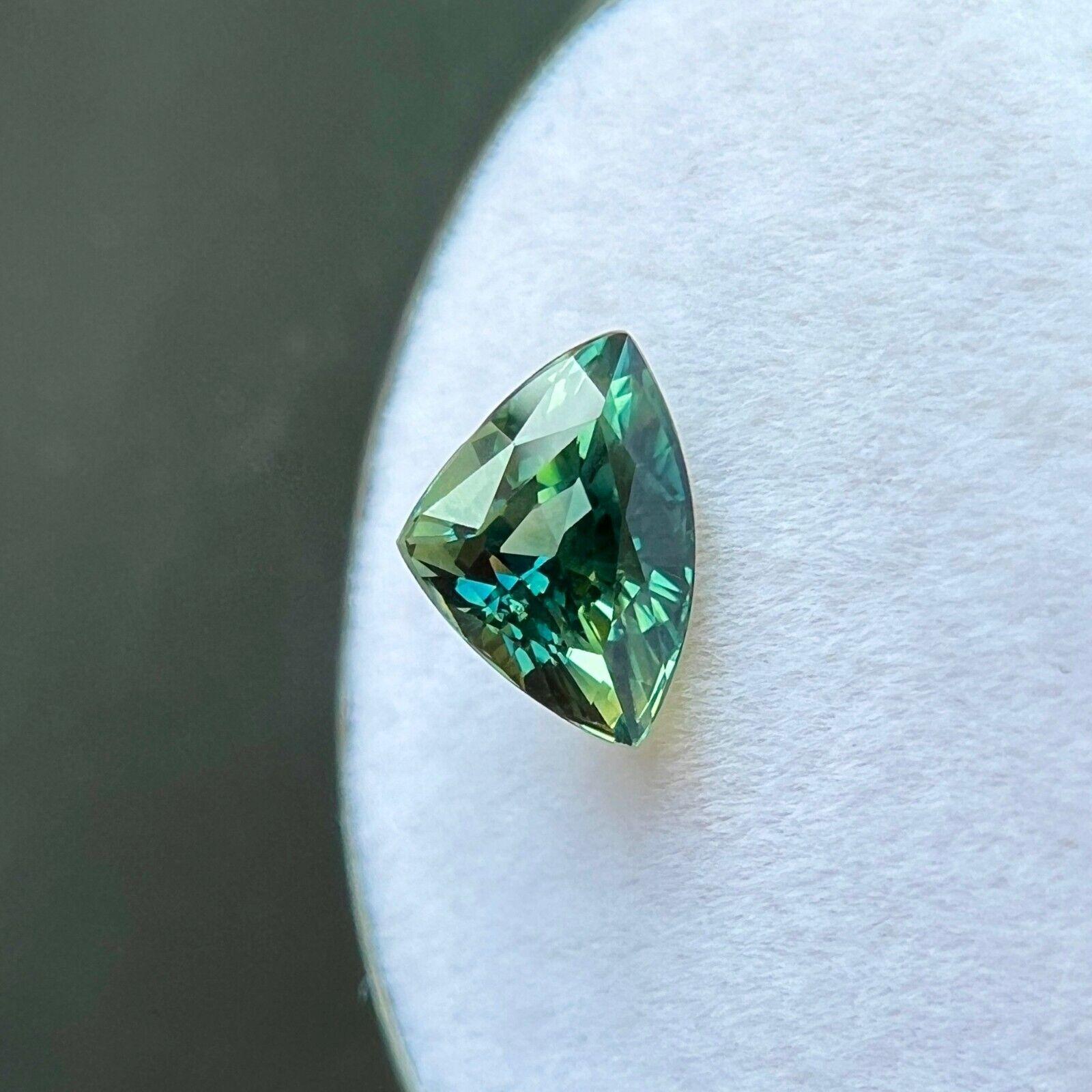 Natural 1.59Ct Sapphire Gra Certified Untreated Yellow Green Triangle Trillion In New Condition For Sale In Birmingham, GB