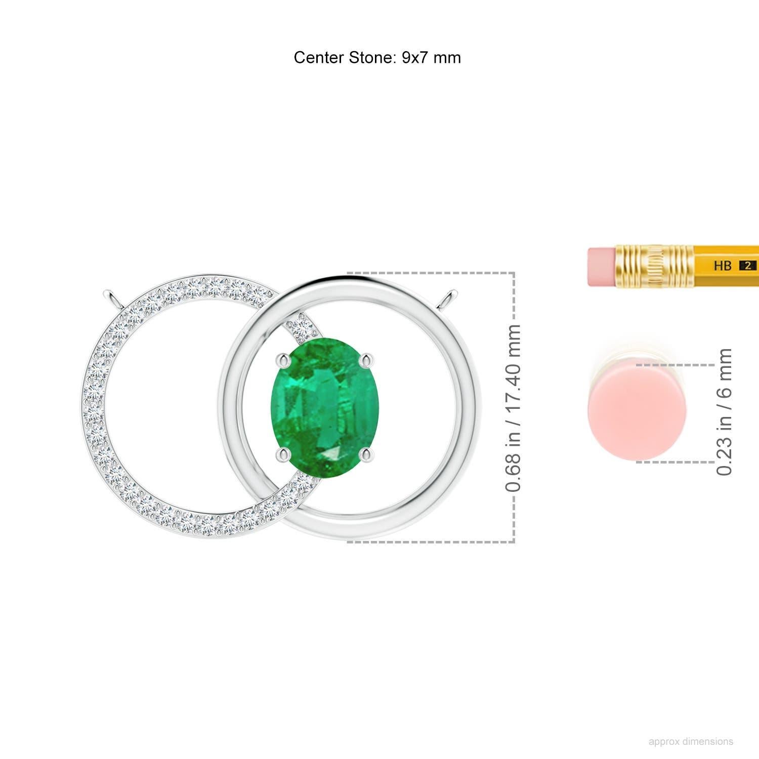 Collana a cerchi intrecciati con smeraldo naturale da 1,5ct e diamante in oro bianco 14K In condizioni Nuovo in vendita a Los Angeles, CA