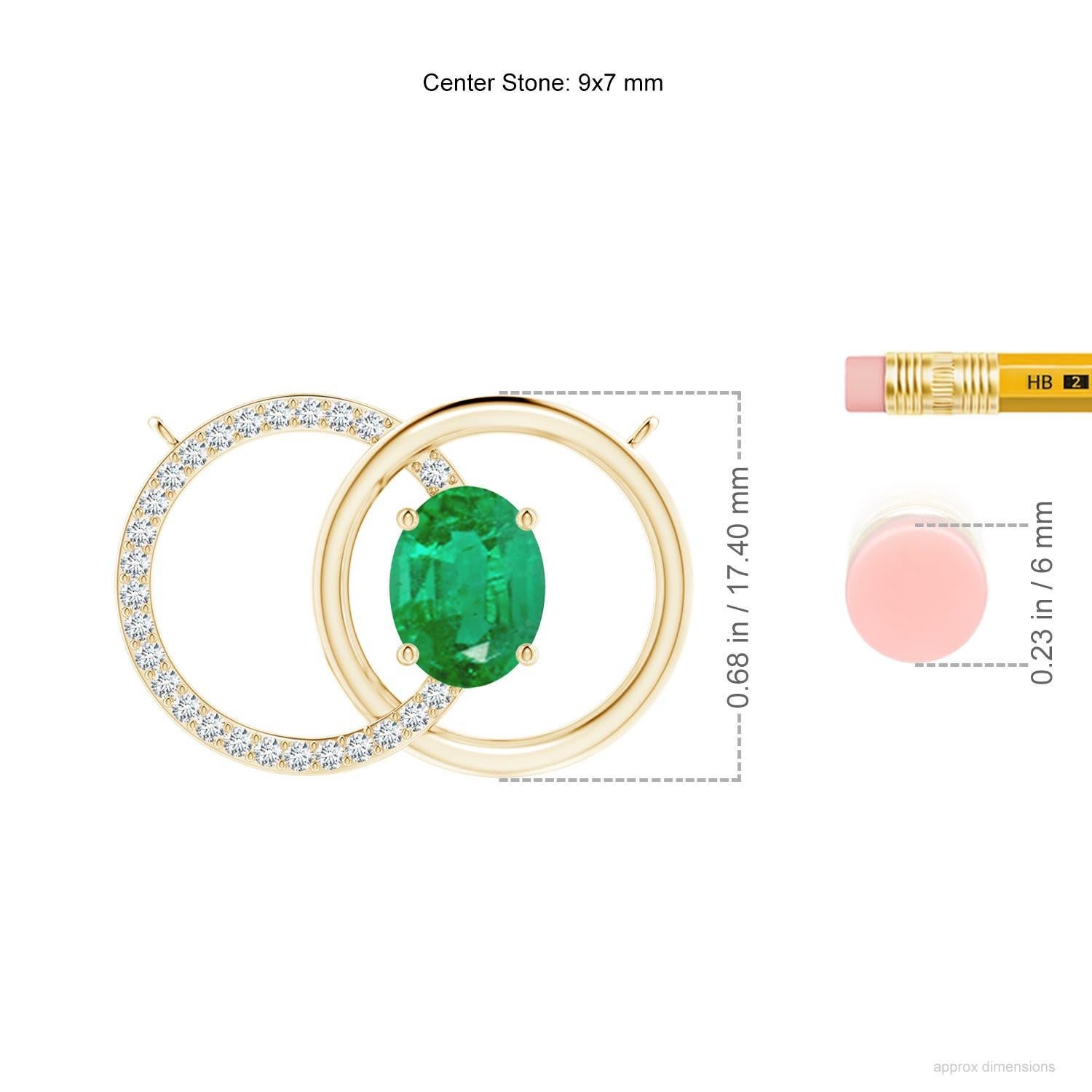 Natürlicher 1,5ct Smaragd Interlocking Kreis Halskette mit Diamant 14K Gelbgold im Zustand „Neu“ im Angebot in Los Angeles, CA