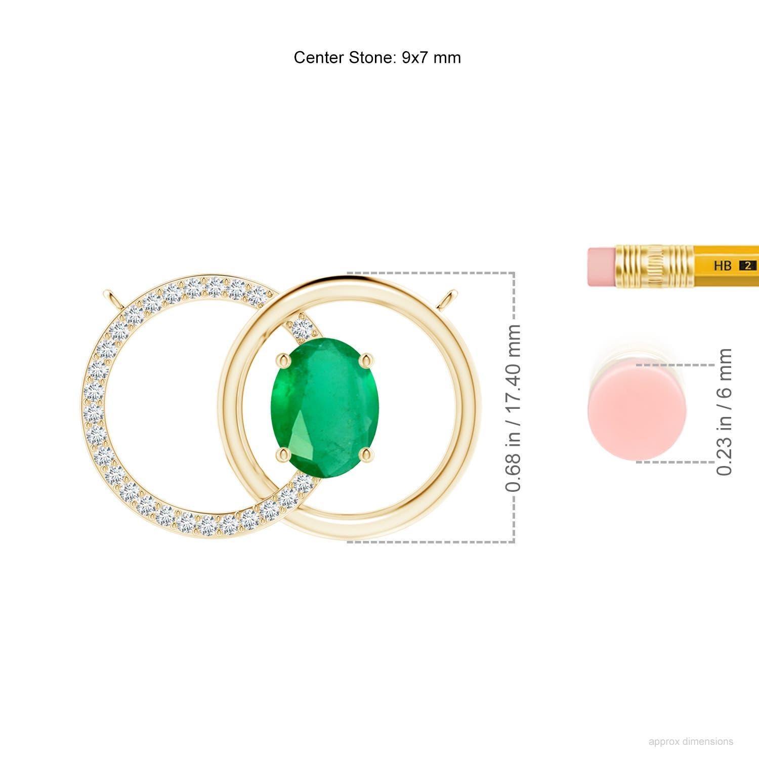 Collier en or jaune avec diamant et émeraude naturelle de 1,5 ct. Neuf - En vente à Los Angeles, CA