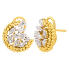 Orecchini a mezzaluna con diamante naturale da 1,6 carati in oro giallo 14 carati