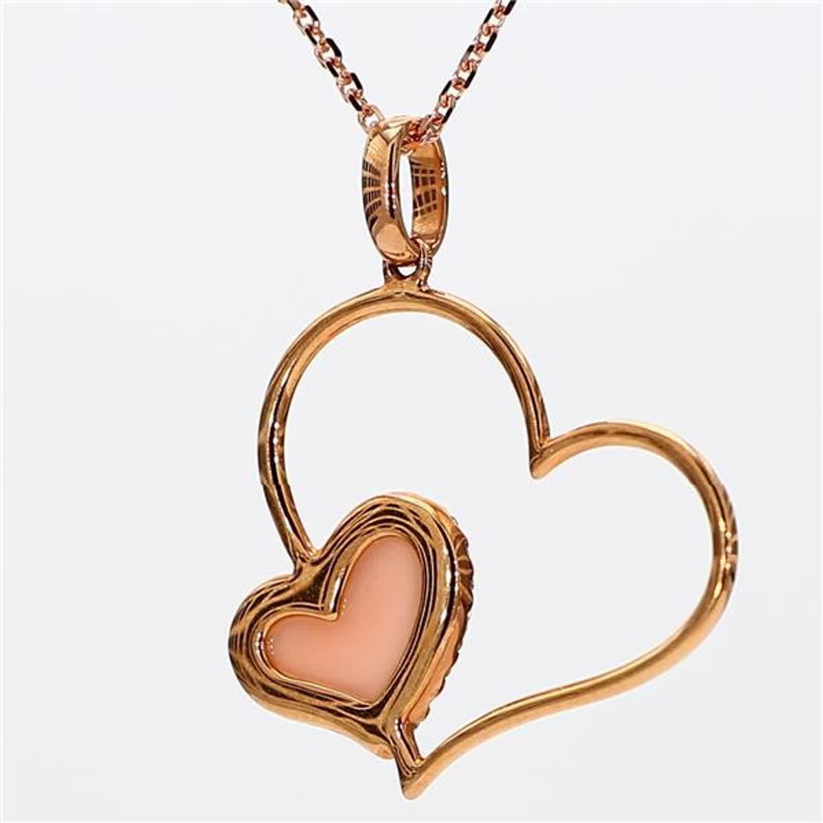 Heart Cut Natural Pink Shell and White Diamond .25 Carat TW Rose Gold Reversible Pendant For Sale