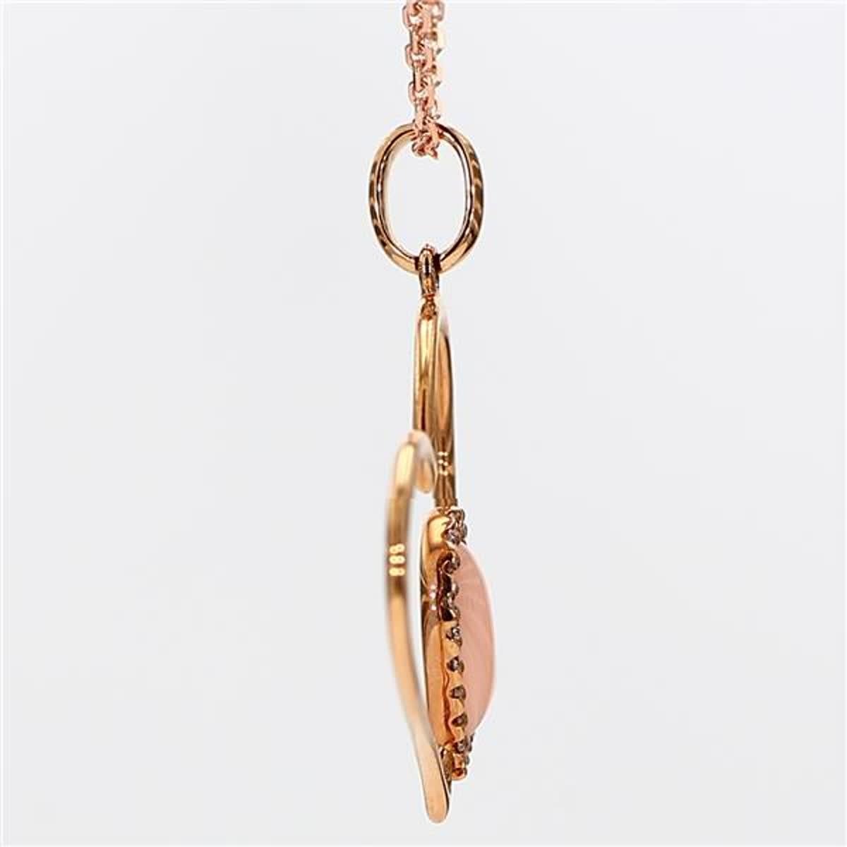 Natural Pink Shell and White Diamond .25 Carat TW Rose Gold Reversible Pendant In New Condition For Sale In New York, NY
