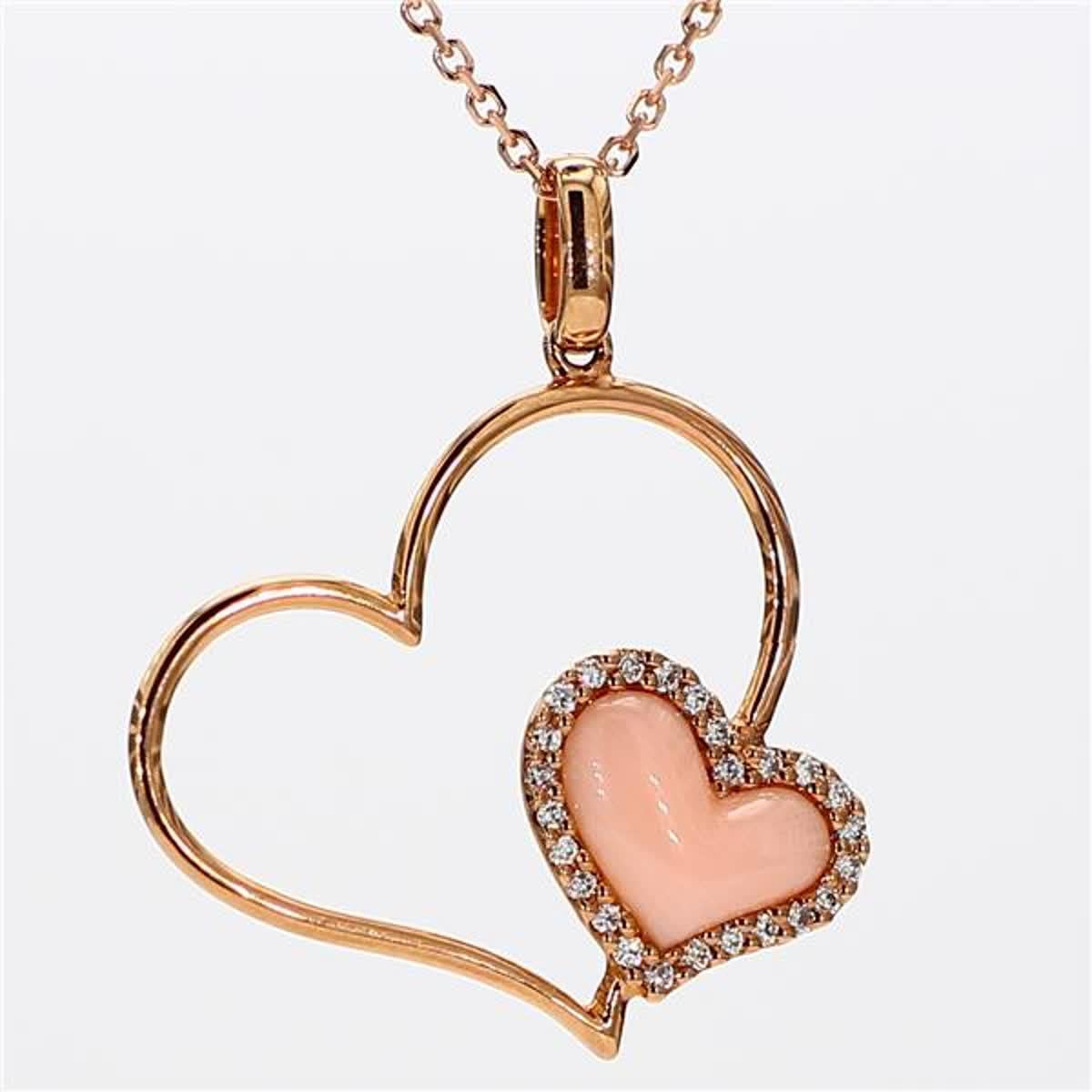 Women's Natural Pink Shell and White Diamond .25 Carat TW Rose Gold Reversible Pendant For Sale