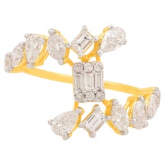 Nature 1.6 Carat SI Clarity HI Color Diamond Cocktail Ring 14 Karat Yellow Gold