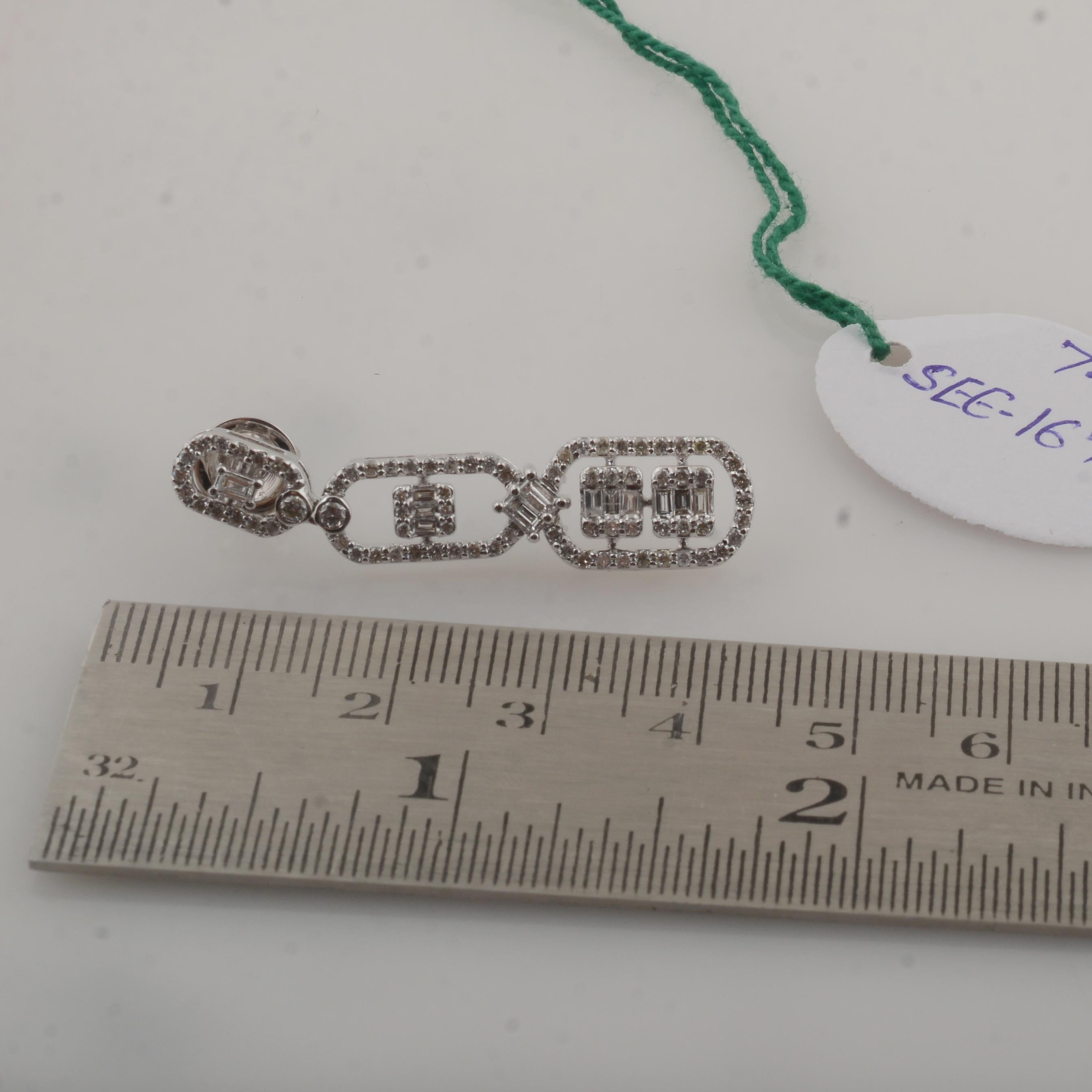 Natürliche 1,60 Karat Diamant-Pavé-Ohrringe aus massivem 18 Karat Weißgold Damen im Angebot