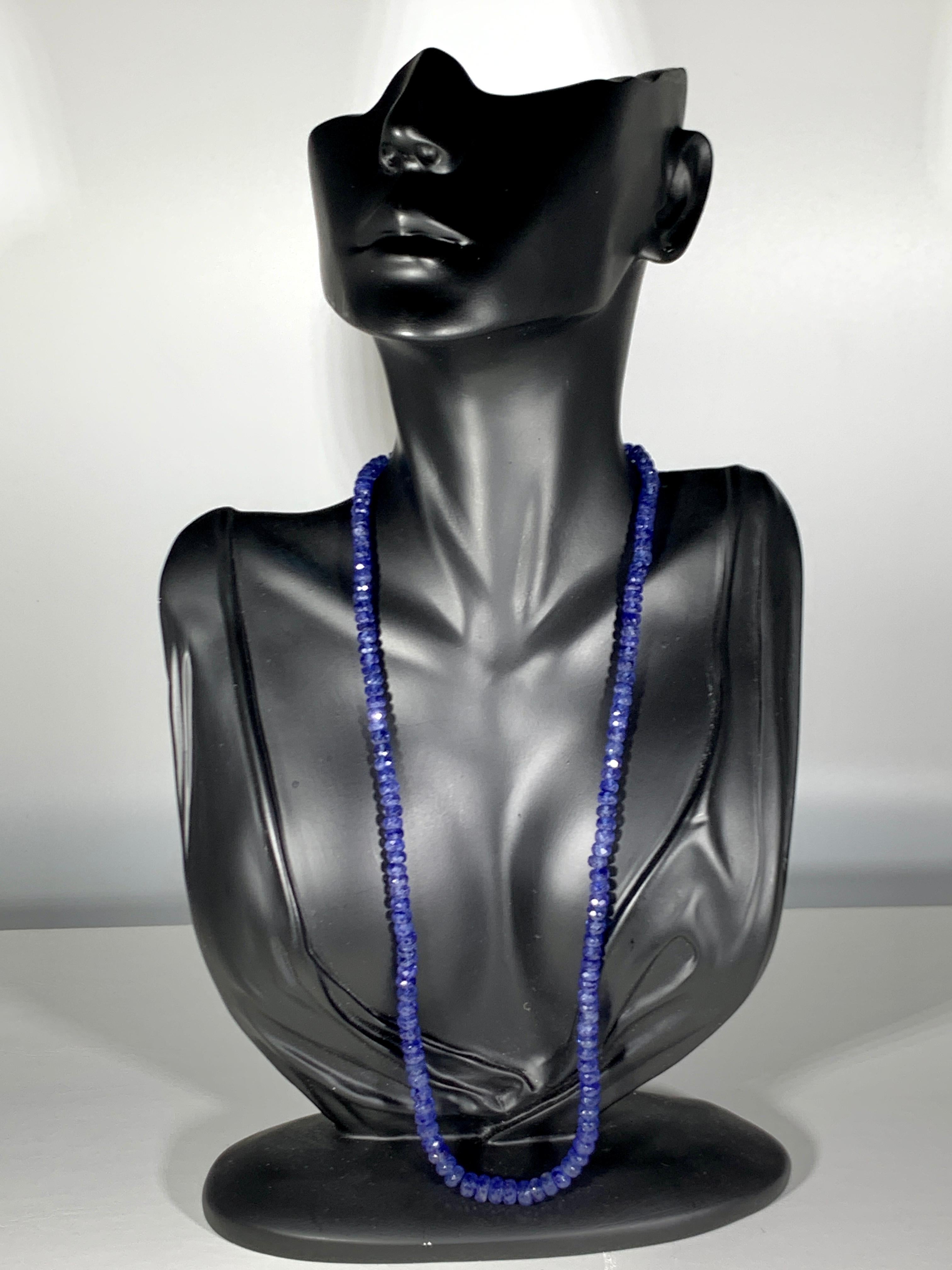 Natural  approximately  160  Ct Natural Tanzanite Bead Single Strand Necklace 14 Karat  white Gold clasp
All natural beads , no color enhancement
19