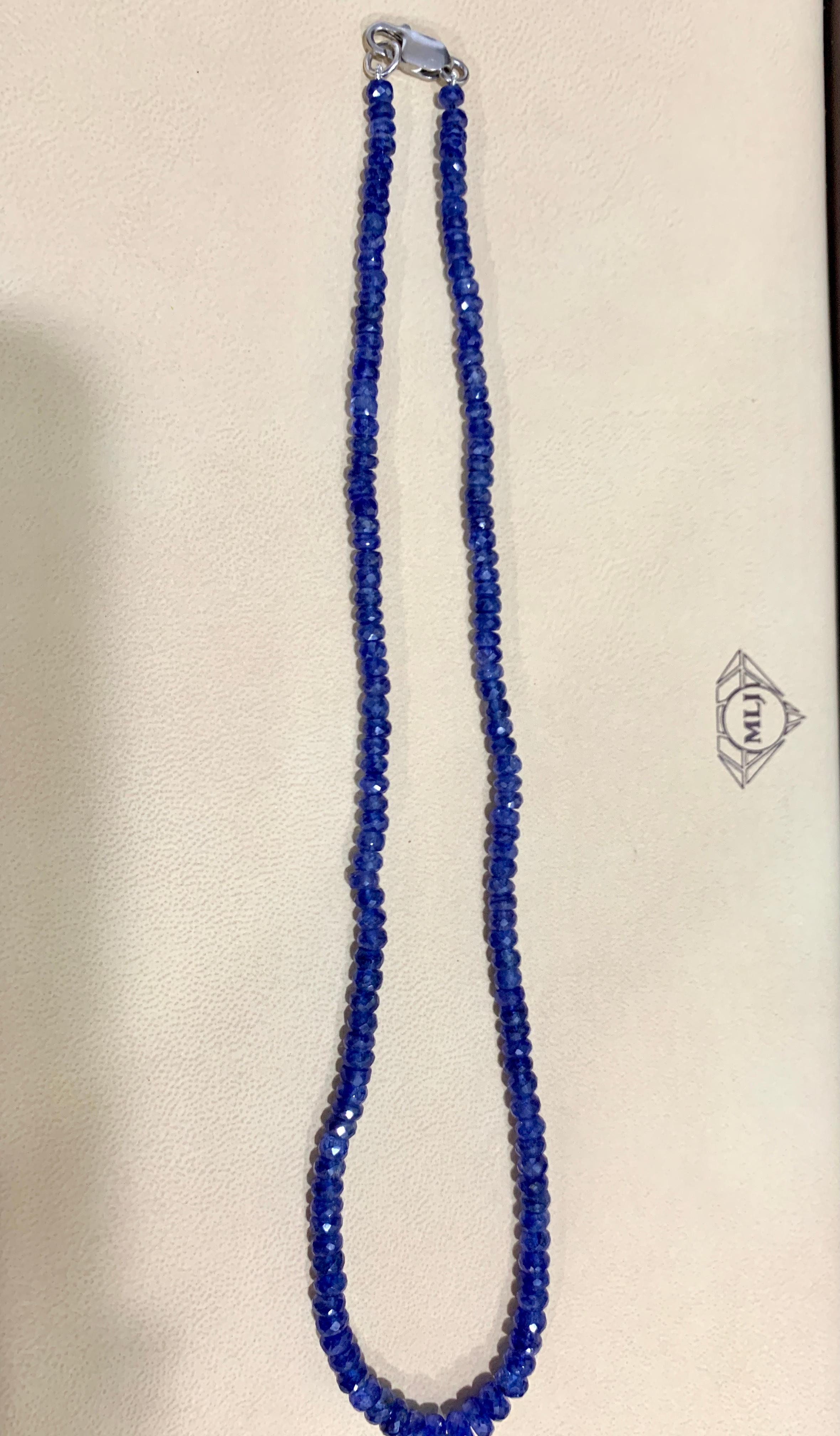Natural 160 Carat Natural Tanzanite Bead Single Strand Necklace 14 Karat Gold In Excellent Condition In New York, NY
