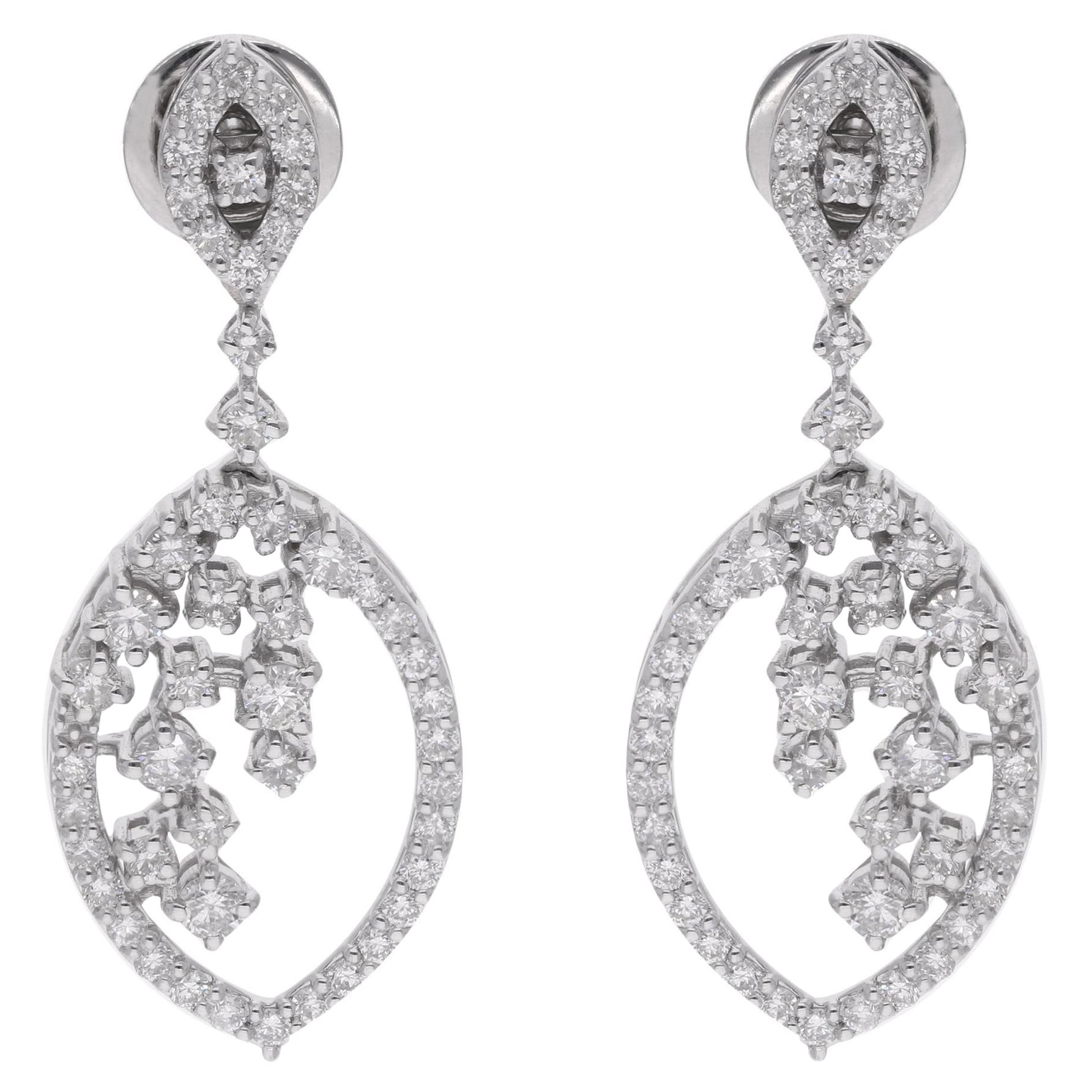 Natürliche 1,60 Karat runde Diamant-Ohrringe 14 Karat Weißgold-Schmuck