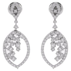 Orecchini pendenti con diamante rotondo naturale da 1,60 carati Gioielli in oro bianco 18 carati