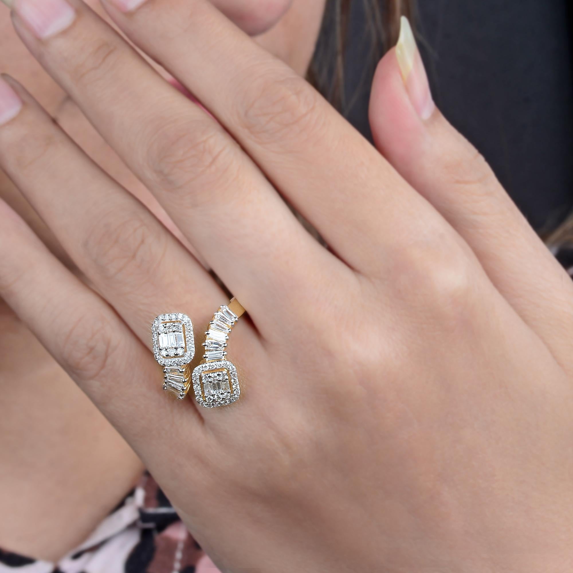 Natural 1.60 Carat S/H Baguette Diamond Wrap Ring 18 Karat Yellow Gold Jewelry (Moderne) im Angebot