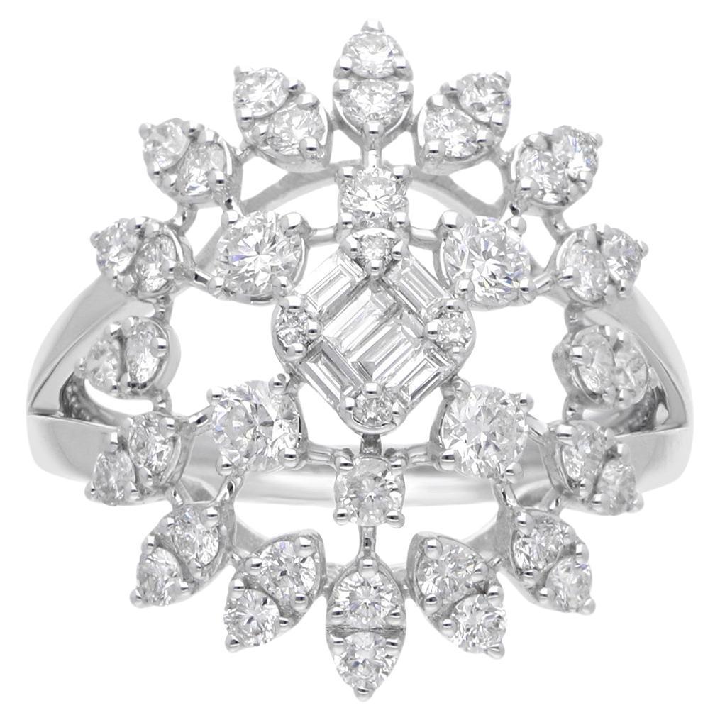 Natural 1.60 Carat SI Clarity HI Color Diamond Ring 18 Karat White Gold Jewelry